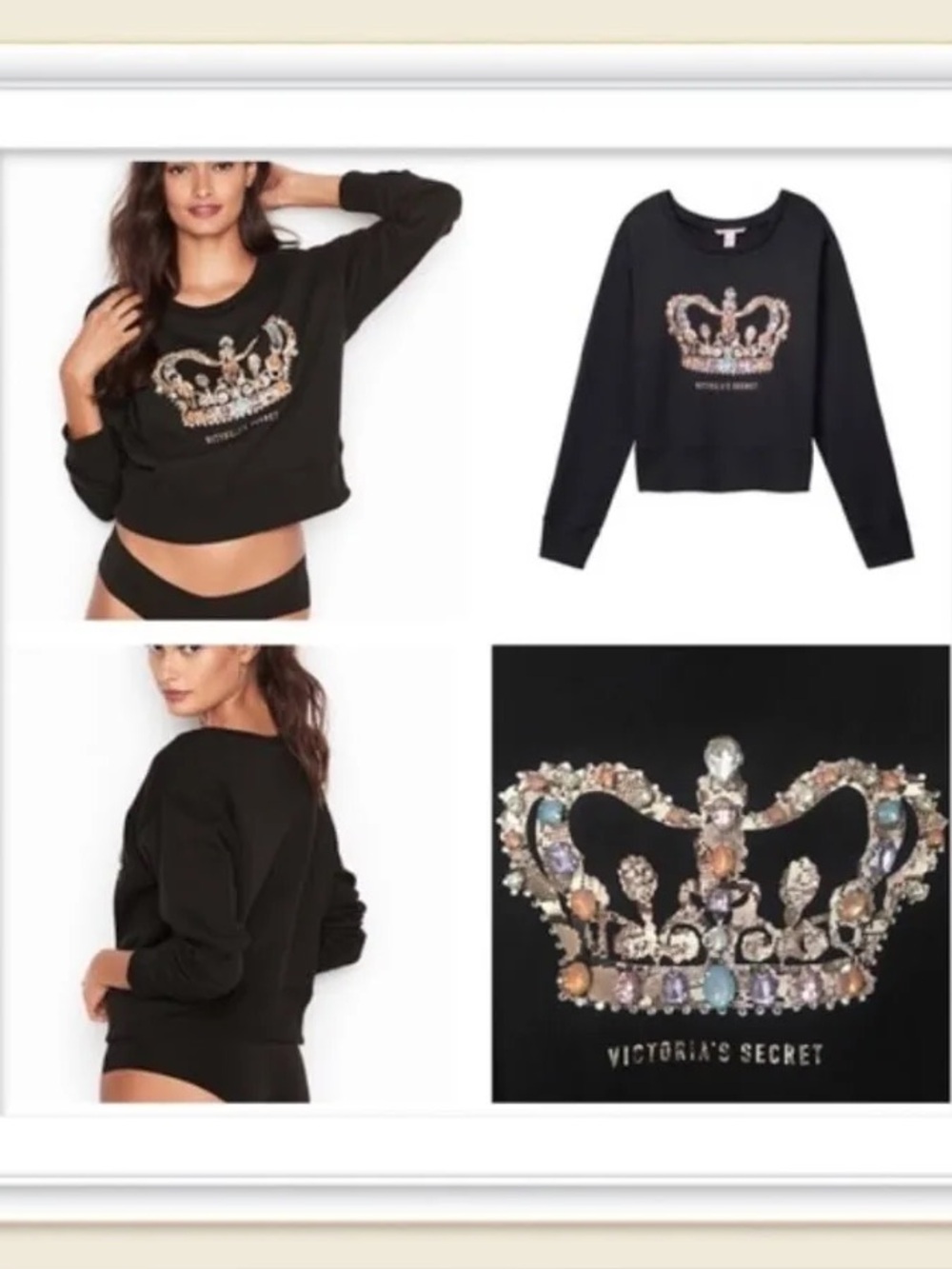 💎 👑 Victoria's Secret Black Sweater with Jeweled Crown 👑 💎